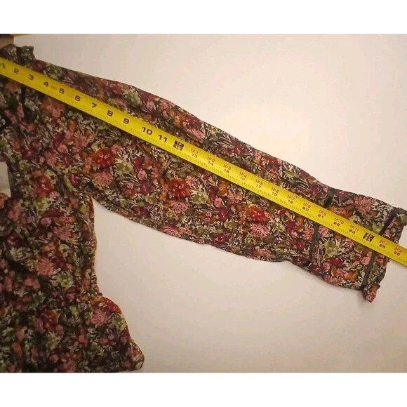 Free People Blouse Sz L Floral Multicolor Long Sleeve Peplum NWT - Picture 13 of 16